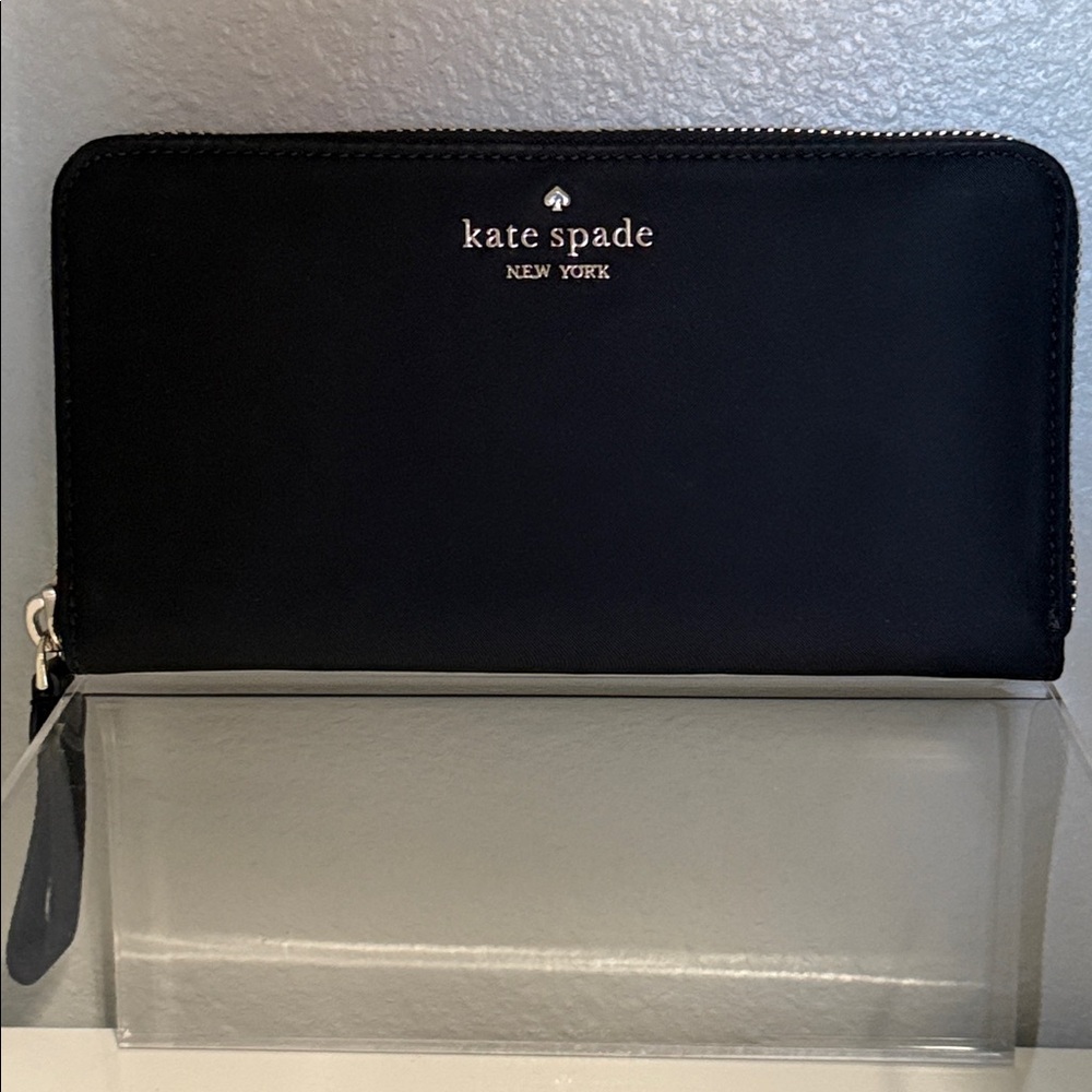 Kate Spade Black Zip-Around Nylon Wallet